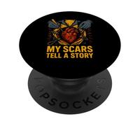 Heart Warrior My Scars Tell a Story Cool Surgery Patient PopSockets PopGrip Adhésif