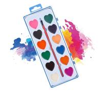 Heart Watercolor Paint Set, Valentines Educational Drawing Kit, 8.66x1.97x0.55 Inches ABS Painting Supplies with Build, Washable Art Kit with Easy Use Feature, Paint Set for Beginners Classroom