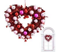 Heart Wreath - Signe d'ornement pailleté | 12.2x14.2in Effortless Valentine Heart Wreath, Multi-Scènes Versatility For Wedding Celebration Gathering Arch Garland Stair Entryway Festive Bedroom