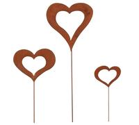 Heart Yard Stakes 3PCS 8, 5, 5 et 4 Rust Color Decorative Garden Stakes avec Un Long pieu Mon Robuste Cour pour décorations Art