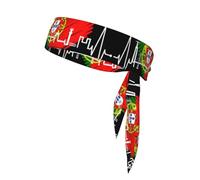 Heartbeat Bandeau à nouer pour homme et femme, motif drapeau du Portugal, bandeau ninja, bandeau réglable évacuant l'humidité et rafraîchissant