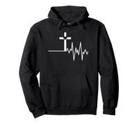 Heartbeat Cross Premium Christian Sweat à Capuche