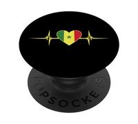 Heartbeat Design Drapeau Sénégalais Sénégal PopSockets PopGrip Interchangeable