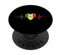 Heartbeat Design Drapeau Sénégalais Sénégal PopSockets PopGrip Interchangeable