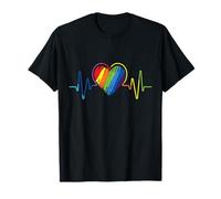Heartbeat Rainbow LGBT l'amour est l'amour Gay Pride T-Shirt