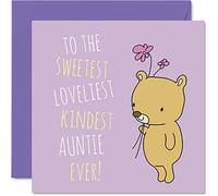 Heartfelt Birthday Cards for Auntie - Sweetest Loveliest Kindest Auntie Ever - Happy Birthday Card from Niece Nephew Birthday Gifts, 145mm x 145mm Greeting Cards to Auntie