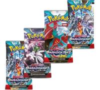 Heartforcards® Lot de 4 boosters Pokémon Paradox/Rift avec 10 cartes par booster - Allemand + protection d'expédition
