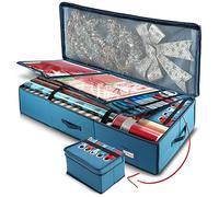 Hearth & Harbor Boîte de Rangement en Acier pour Papier Cadeau - Rangement Sous le Lit pour Vacances et Accessoires - Emballage Cadeau