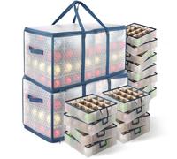 Hearth & Harbor Grande boîte de rangement pour décorations de Noël avec séparateurs réglables - Boîte de rangement en plastique pour 128 décorations ou décorations de vacances