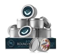 Hearth & Harbor Lot de 12 bocaux en étain de 118 ml pour la fabrication de bougies avec couvercles - Rangement en vrac pour bougies