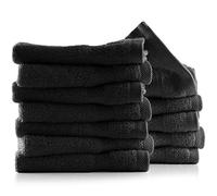 Hearth & Harbor Lot de 12 débarbouillettes 100% Coton filé à l'anneau pour Le Corps et Le Visage, très absorbantes et Douces, 33 x 33 cm, séchage Rapide, débarbouillettes Noires