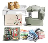 Hearth & Harbor Mini machine à coudre pour débutants, petite machine à coudre portable à double vitesse pour enfants et adultes avec table d'extension, coffret cadeau de 122 pièces comprenant des