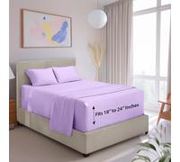Hearth & Harbor Parure de lit 4 pièces à Poches très Profondes - Drap-Housse Super Profond de 45,7 à 61 cm de Profondeur, Convient aux Matelas à Profil Haut avec surpiquets, Grand lit, Lavande