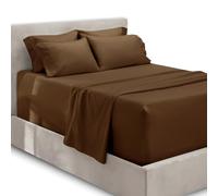 Hearth & Harbor Parure de lit 6 pièces à Poches très Profondes pour très Grand lit - Convient aux Matelas de 45,7 à 61 cm - Draps pour très Grand lit - Marron