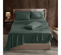 Hearth & Harbor Parure de lit 6 pièces Douce de Luxe avec Poches très Profondes pour Matelas jusqu'à 53,3 cm, literie brossée Double, très Grand lit, Vert forêt
