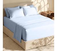 Hearth & Harbor Parure de lit 6 pièces - Drap-Housse Extra Profond pour Matelas de 45,7 à 61 cm de Profondeur., Bleu Glace, Split King