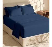 Hearth & Harbor Parure de lit 6 pièces - Drap-Housse Extra Profond pour Matelas de 45,7 à 61 cm de Profondeur., Bleu, Jumeau