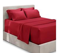 Hearth & Harbor Parure de lit 6 pièces - Drap-Housse Extra Profond pour Matelas de 45,7 à 61 cm de Profondeur., Bordeaux, Split King