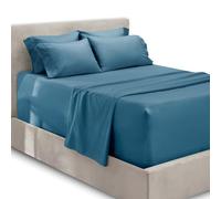 Hearth & Harbor Parure de lit 6 pièces - Drap-Housse Extra Profond pour Matelas de 45,7 à 61 cm de Profondeur., Blue Heaven, Entier