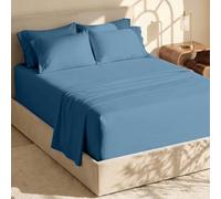 Hearth & Harbor Parure de lit 6 pièces - Drap-Housse Extra Profond pour Matelas de 45,7 à 61 cm de Profondeur., Blue Heaven, California King