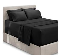 Hearth & Harbor Parure de lit 6 pièces - Drap-Housse Extra Profond pour Matelas de 45,7 à 61 cm de Profondeur., Noir, King