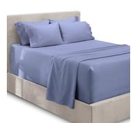 Hearth & Harbor Parure de lit 6 pièces - Drap-Housse Extra Profond pour Matelas de 45,7 à 61 cm de Profondeur., Bleu Acier, Queen Size
