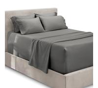 Hearth & Harbor Parure de lit à Poches très Profondes pour très Grand lit, Convient aux Matelas de 45,7 à 61 cm de Profondeur, draps à Poches très Profondes, 6 pièces pour très Grand lit, draps Gris