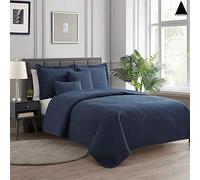 Hearth & Harbor Parure de lit légère et matelassée, en Microfibre, 16 Losanges, Bleu Marine, lit Simple