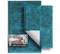 Hearth & Harbor Tapis de Salle de Bain, Tapis de Bain Chenille, Lavable en Machine, Tapis de Bain pour Salle de Bain avec Dos antidérapant, Tapis de Salle de Bain à séchage Rapide, Taille S à M, Bleu