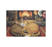 Hearthside Feline Siesta: Cozy Cats by The Fire Sets de table décoratifs en cuir absorbant sous cafetière pour cafetière