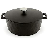 HearthStone Cookware - Faitout diamantée en fonte émaillée noir satiné 28 cm 6,9 L tous supports dont induction et four