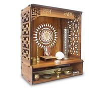 Heartily® Shlok - Magnifique support Pooja en bois pour la maison ou le temple Puja pour bureau et magasins avec spot LED (H - 45,7 cm, L - 40,6 cm, l 22,5 cm)