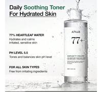 Heartleaf 77% Soothing Toner 250ML Lotion tonique - Ce tonique ultra-hydratant est formulé avec 77 % d'extrait d'houttuynia cordata et onze autres ingrédients certifiés EWG Green Grade, pour apaiser e