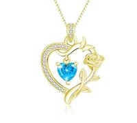 HeartMelody Collier en forme de cœur pour femme, plaqué or blanc 14 carats 18 carats, collier délicat en forme de papillon rose avec pierre de naissance grenat, bijou quotidien, cadeau d'anniversaire