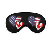 Hearts American Canada Flag Masque de Sommeil Doux Bandeau Portable Masque pour les Yeux avec Sangle Réglable pour Hommes Femmes