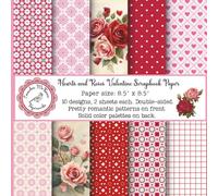 Hearts and Roses Valentine Scrapbook Paper: Decorative Craft Pad, Pink and Red Patterns, Abstract, Geometric Designs, Double Sided for Papercrafts ... Collage, Origami, Gluebooks, Gift Decorating)
