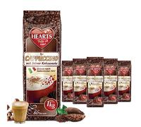 Hearts Cappuccino à la fine note de cacao, 5 x 1 kg de poudre de café lnstant, arôme intense, laiteux, crémeux, facilement soluble, lot de 5, suffit pour 400 tasses