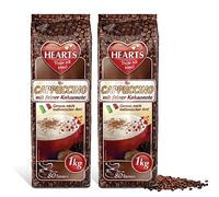 Hearts Cappuccino à la fine note de cacao, lot de 2 (2 x 1 kg) arôme intense, laiteux et crémeux, poudre de café instantanée soluble, suffisant pour 160 tasses