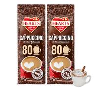 HEARTS Cappuccino avec fine note de cacao - Lot de 2 (2 x 1 kg) - Arôme intense, laiteux et crémeux - Poudre de café instantanée soluble - Suffisant pour 160 tasses