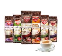 Hearts Cappuccino Mix, paquet de 6 échantillons de 1 kg (mélange viennois, crème irlandaise, amaretto, caramel, blanc et avec fine note de cacao) - Pack familial