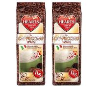 Hearts Cappuccino White Line Lot de 2 boîtes (2 x 1 kg), goût vanille, poudre de café instantanée, pour 80 tasses, légèrement soluble
