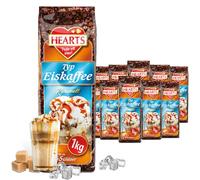 HEARTS Poudre de café glacé caramel 20 x 1 kg, pack avantageux parfait pour les stations-service, la boulangerie, les hôtels, les entreprises, etc. - Poudre de café lnstant pour l'été, le fromage des