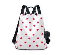 Hearts Valentine Sac à dos élégant pour femme avec fermeture éclair antivol Blanc 17 l