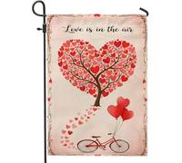 Hearttree Drapeau de jardin, romantique et fantaisie, cœurs rouges, double face, en toile de jute pour extérieur, pelouse, porche, terrasse, entrée, 30,5 x 45,7 cm