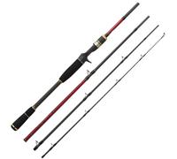 Hearty Rise Red Shadow Travel Canne de voyage pour pêche au sandre, canne à baïtcast pour pêche au lancer, canne à pêche au sandre, canne à pêche au sandre 2,16 m
