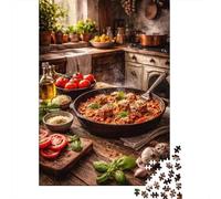 Hearty Spaghetti and Meatballs in A Rustic Kitchen Plaque Murale en Métal Rétro 52x38cm/1000pcs pour Le Coin Bar, Cadeau De Noël pour Les Collectionneurs De Plaques Métal