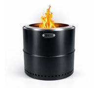 Heat Brasero sans Fumée Rokfri Medium Noir - Foyer d'Extérieur à Double Paroi en Acier Laqué - Compact & Portable - Brûleur de Jardin pour Bois et Pellets - Ø 23 cm - Noir Mat