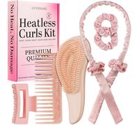 Heat Free Curl Draught Excluder-Set of 6 for Perfect Curls-With Detangling Brush,Elastics,Clip & Comb-Satin Headband for Curls During Sleep