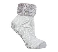 HEAT HOLDERS - 1 paire chaussettes antidérapantes de lit femme duveteux hiver en 8 couleurs 37-42 eur (Gris Argenté (Queenstown))