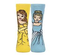 HEAT HOLDERS 1 Paires Filles Chaussettes Princesse Disney Lite | Respirant Chaudes Fantaisie Chaussettes Disney pour Enfants (30-36, Belle et Cendrillon)